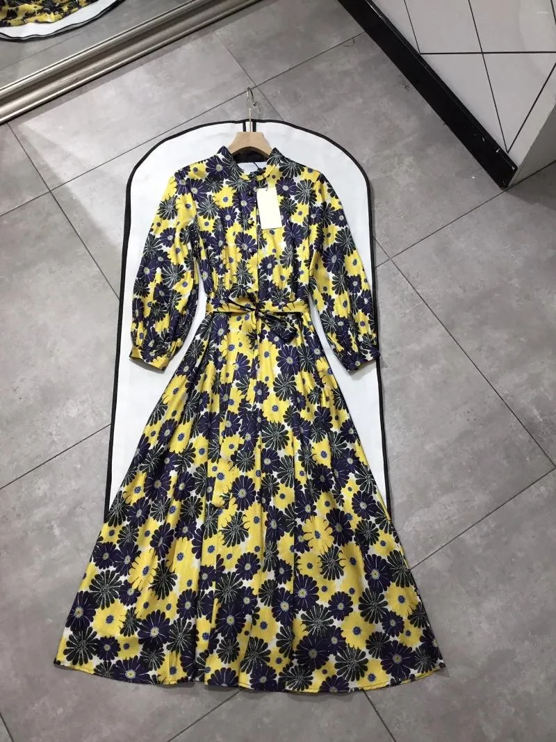 Casual Dresses Female Clothing Woman Clothes Women's Dress Evening Party Elegant Prom Summer 2023 Silk Daisy Printing
