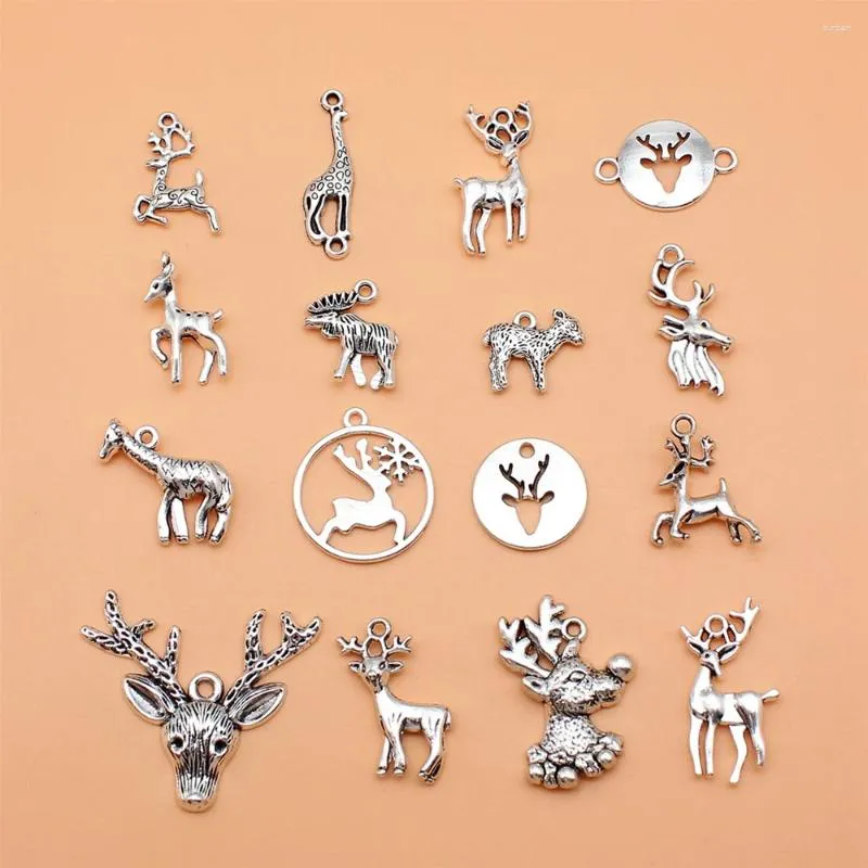 Charmes 16 pièces/ensemble girafe wapiti cerf d'orignal pour la fabrication de bijoux pendentif bricolage artisanat accessoires L10207