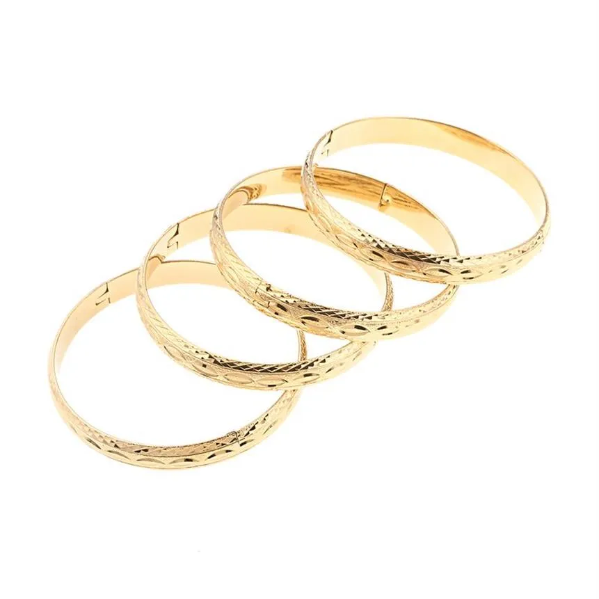 24k Gold Color Dubai Ethiopian Arabic African Bracelets Bangles Wedding Bridal Jewelry295B