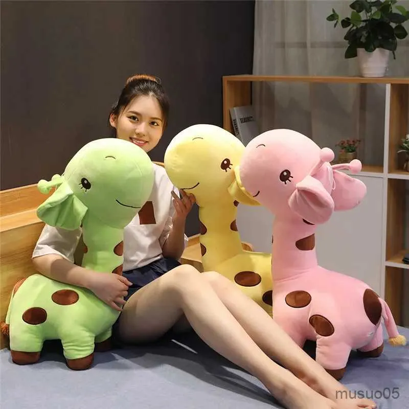 Christmas Toy Supplies 1pc Big Giraffe Plush Toys Soft Stuffed Cartoon Animal Deer Dolls Sofa Decoration Baby Kids Birthday Christmas Gifts R231012