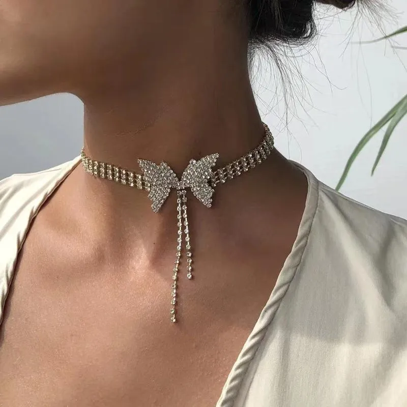 Chains Luxury Rhinestone Necklace Choker Collar Japanese And Korean Internet Celebrity Personalized Collarbone Chain Wholesale Tren