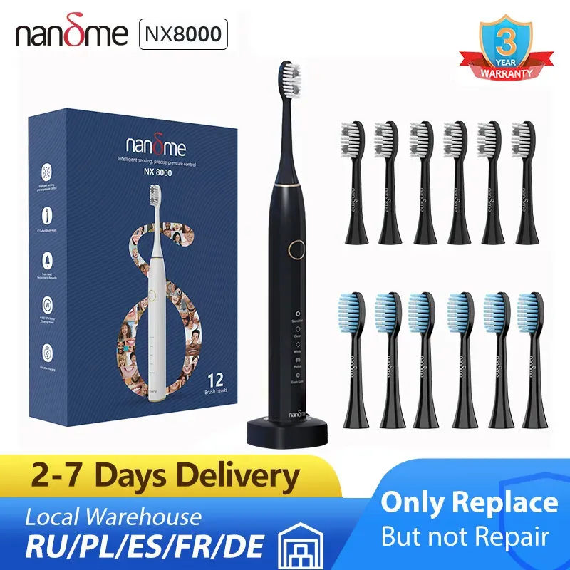 Tandborste Nandme NX8000 Smart Sonic Electric Tandborste Deep Cleaning Tooth Brush IPX7 Vattentät mikrovibration Deep Cleaning Whitener 231012