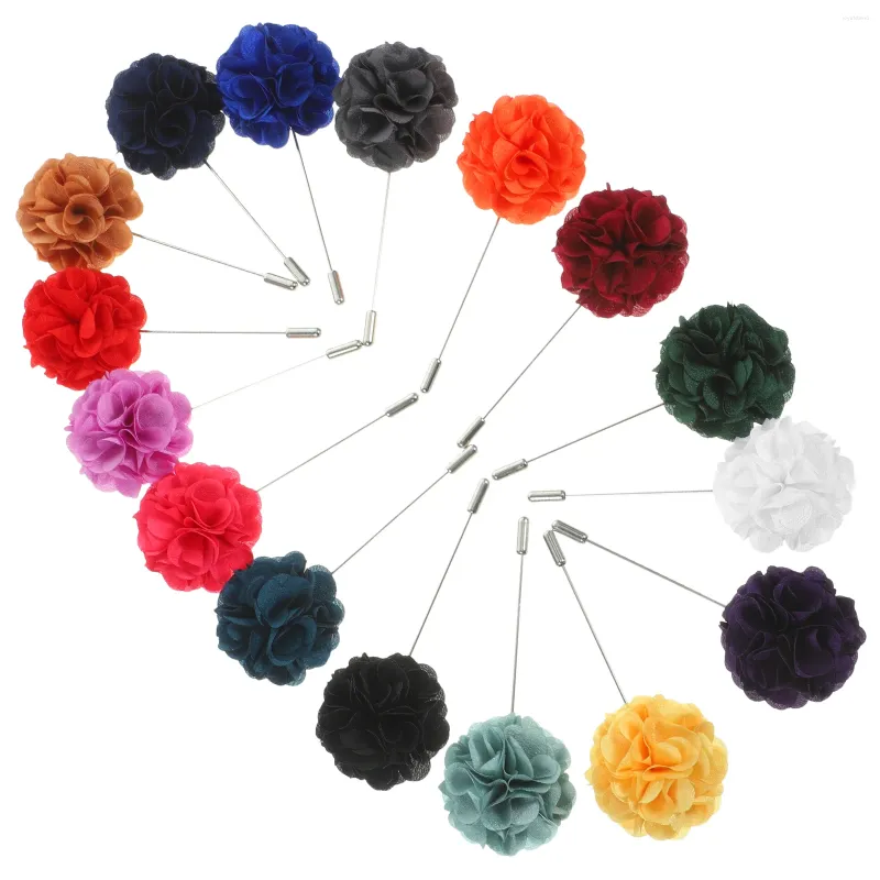 Broches 16 pièces hommes costume de bal robe Corsage accessoire broche d'ornement broche fleur modélisation mousseline de soie homme