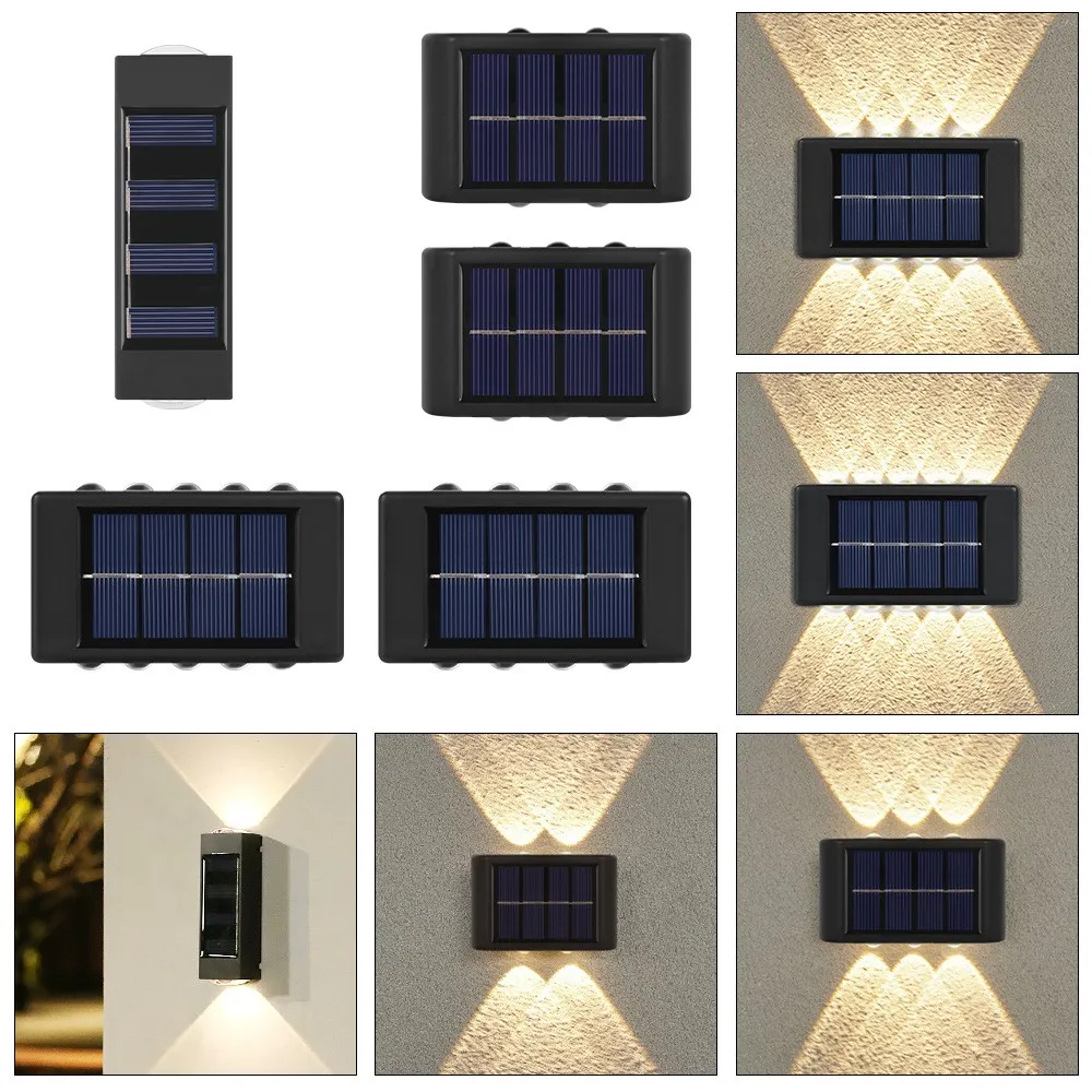 4 -Pack -Solarwandleuchten im Freien, wasserdicht im Outdoor -Solarzaun auf und ab für Gartendekoration, Zaun, Garten, Haustür, Weg