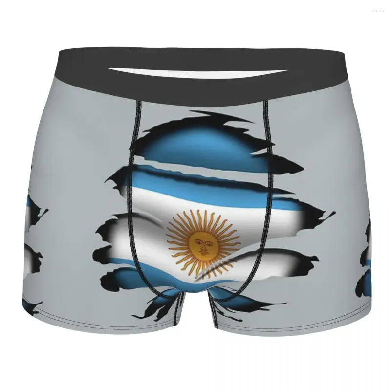 Unterhose, Flagge von Argentinien, Herrenhöschen – zerrissenes Tattoo, Herren-Boxer-Unterwäsche, Baumwolle für Männer, große Größe, weich