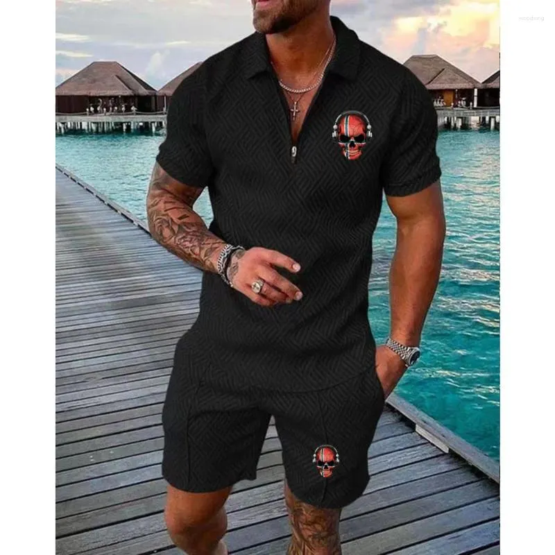 Heren Trainingspakken Polo Trainingspak Shorts Sets Voor Man Kleding Dark Skull Deejay Met Noorse Vlag Camisetas De Hombre Kleding anime