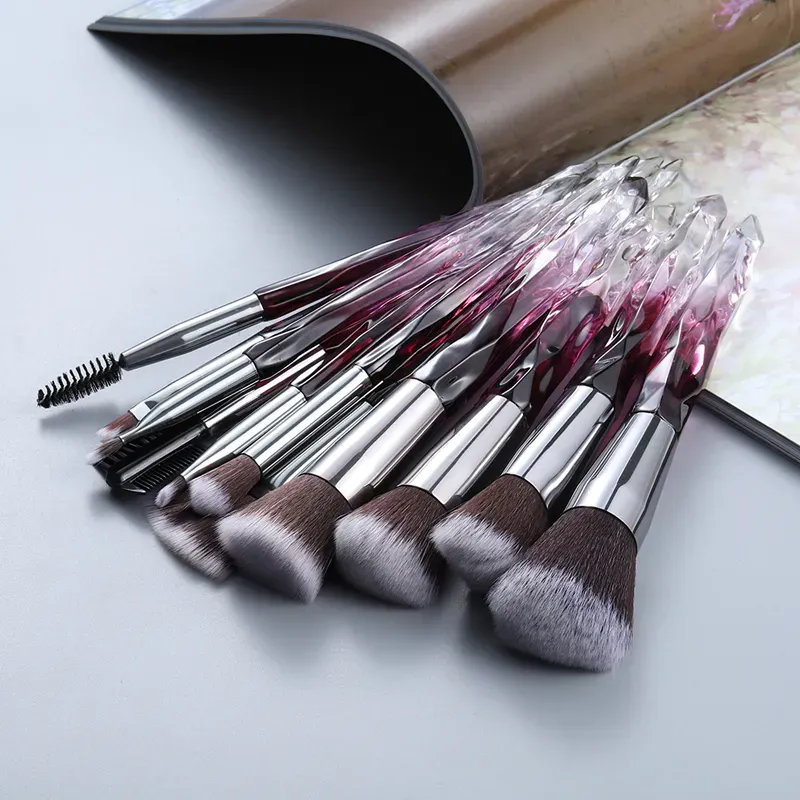 Makeup Brushes Set Crystal Handle Colorful Diamond Cosmetic Kabuki Brushes Foundation Concealer Face Powder Eye Shadows Highlight Brush Kit For Make up