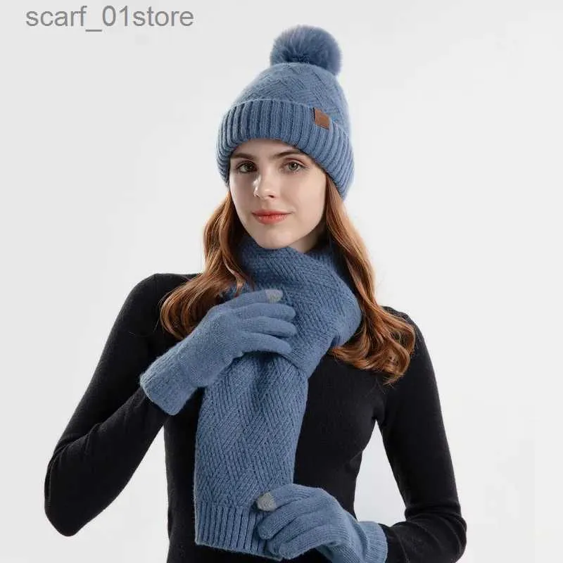 Ensemble Hiver Femme : Bonnet, Écharpe Cache-Cou Et Gants Touchscreen - Laine Doublé Polaire - Cadeau Noël
