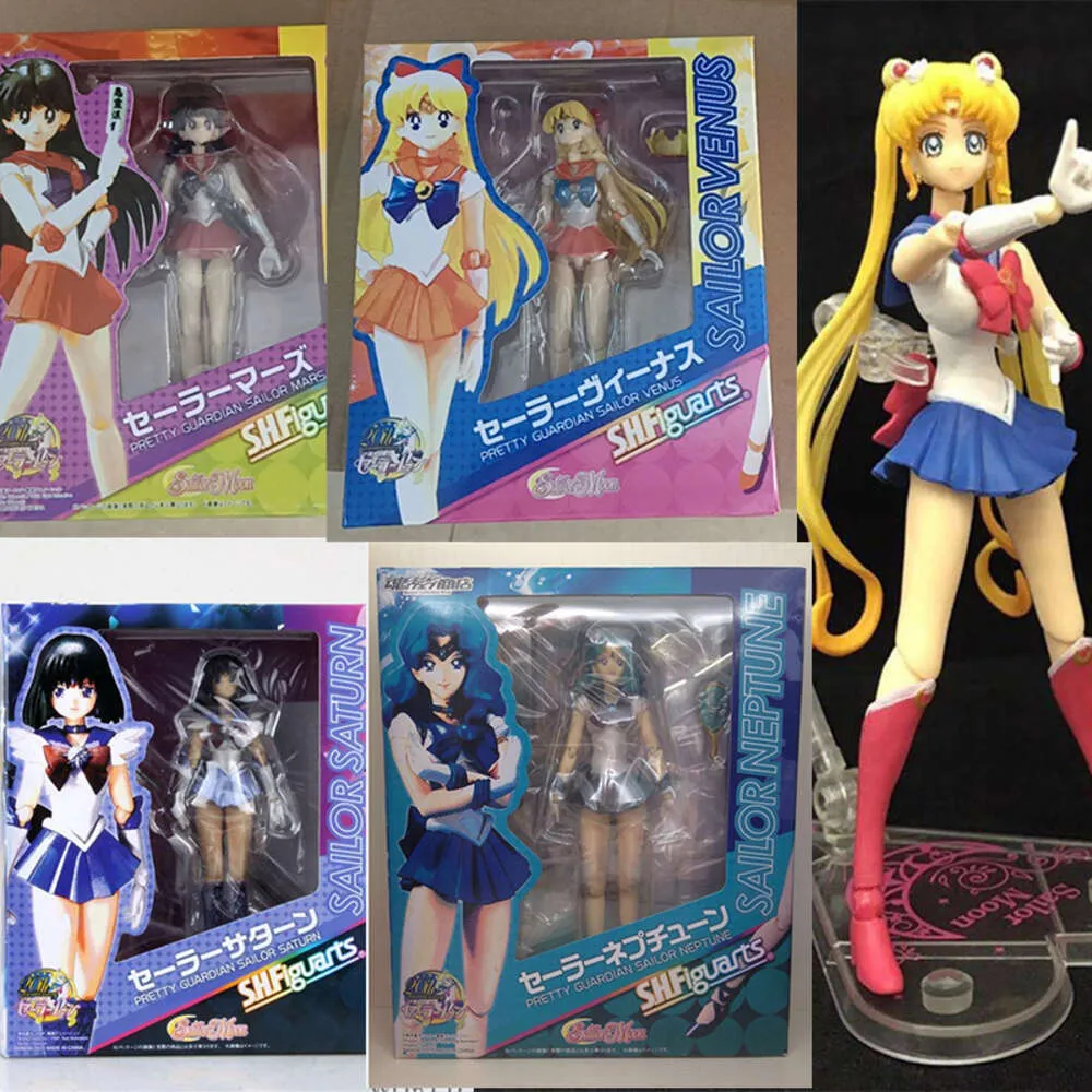 Maskot Kostümleri Anime Güzel Guardian Sailor Moon Tsukino Usagi Denizci Merkür Venüs Jüpiter Satürn PVC Aksiyon Figür Model Oyuncaklar Eklem Hareket Edilebilir