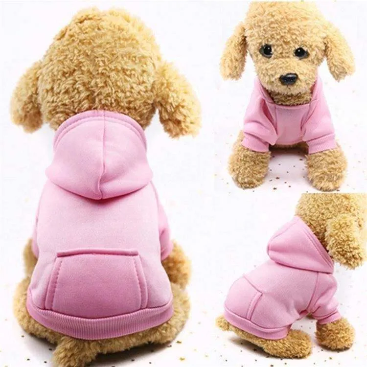 Dog Hoodie Sweaters with Hat Cold Weather Cotton with Pocket Puppy Cat Winter Warm Coat Sweater for Small Dogs Cats