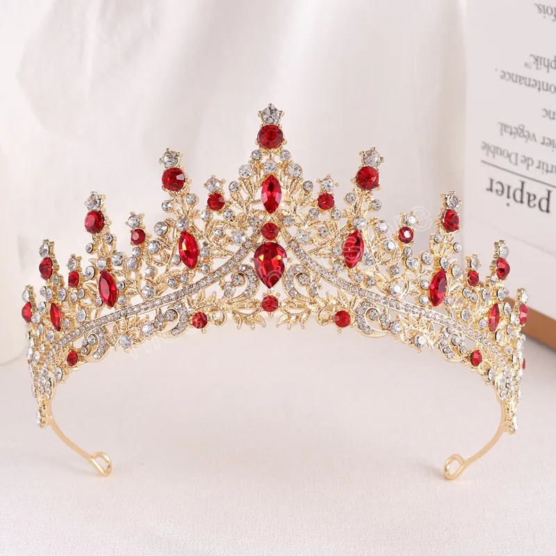 6 kleuren waterdruppel kristal tiara kroon koningin luxe elegante tiara bruiloft verjaardagsfeestje prinses haarjurk accessoires