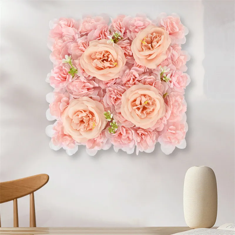 30x30 cm Silk Rose Artificial Flower Wall Panels Handgjorda bröllopsdekor Birthday Party Shop Flower Bakgrundsdekoration Blommor