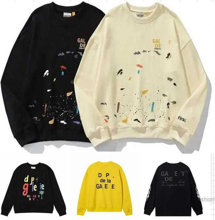 Men's Hoodies Sweatshirts Same Galleryes Dept t Shirts Rapper Mens Designer Letter Flame Print High Street Women's Long Sleeve T-shirt 1PI7