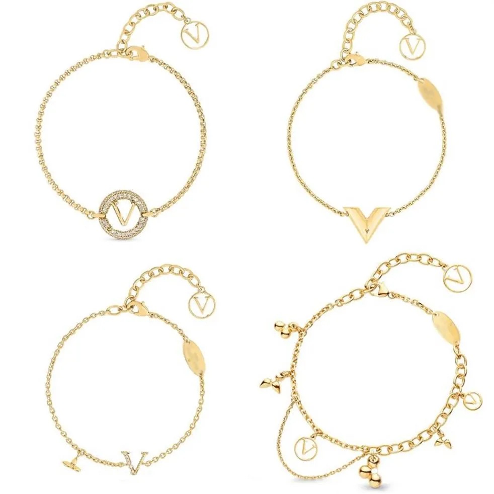 Never Fade Chain Armelets Designers 18K Gold Plated Luxury Brand Letter Circle Fashion Women Love rostfritt stål Koppararmband263i