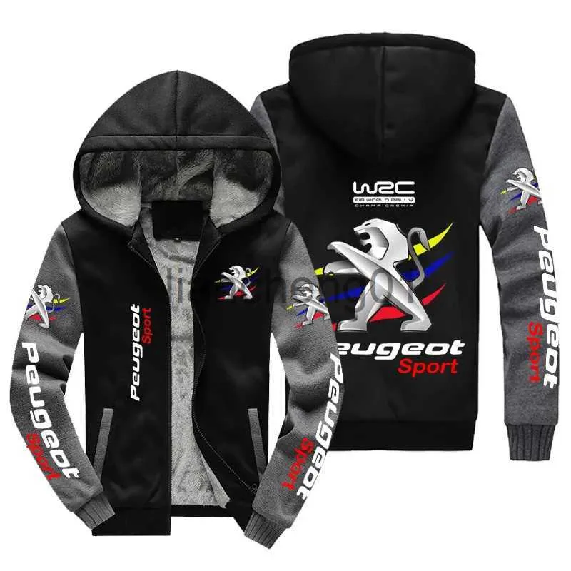 Herren Hoodies Sweatshirts Neue Winter Herrenmode für Peugeot Hoodie Hochwertige Langarmjacke Lässiger Reißverschluss Wollfutter Wollpullover Mantel x1012