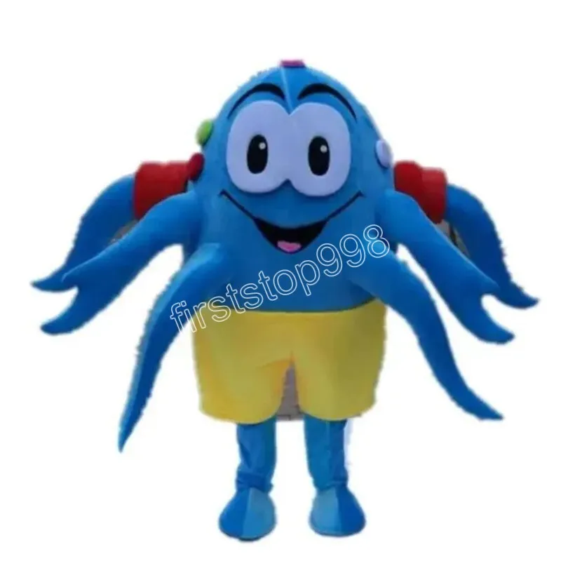 Niebieski Octopus Mascot Costume Wysoka jakość kreskówka Anime Postacie dorośli rozmiar świątecznej imprezy na zewnątrz strój reklamowy