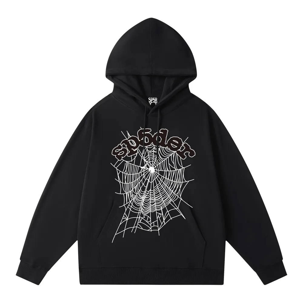 Ontwerper Nieuwe Hoodie Zwart Schuimprint Spider Mannen Hip Hop Letter Mode Dames Feest Op maat gemaakte kleding Web Grafische Hoodies Damesmode Comfort Sweatshirts S-3XL