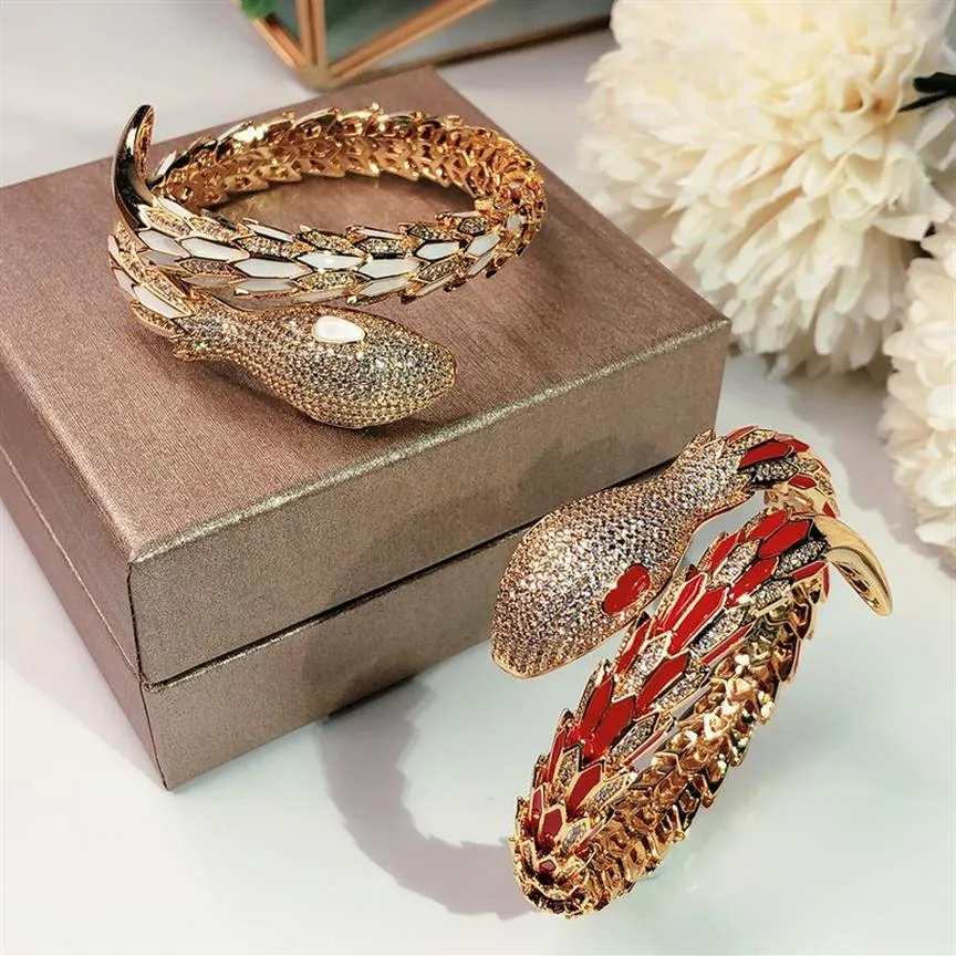 snake Bracelet colour Classic Fashion Party Jewelry For Women Gold Wedding Luxurious Full drilling snake Open size Bracelets 274w