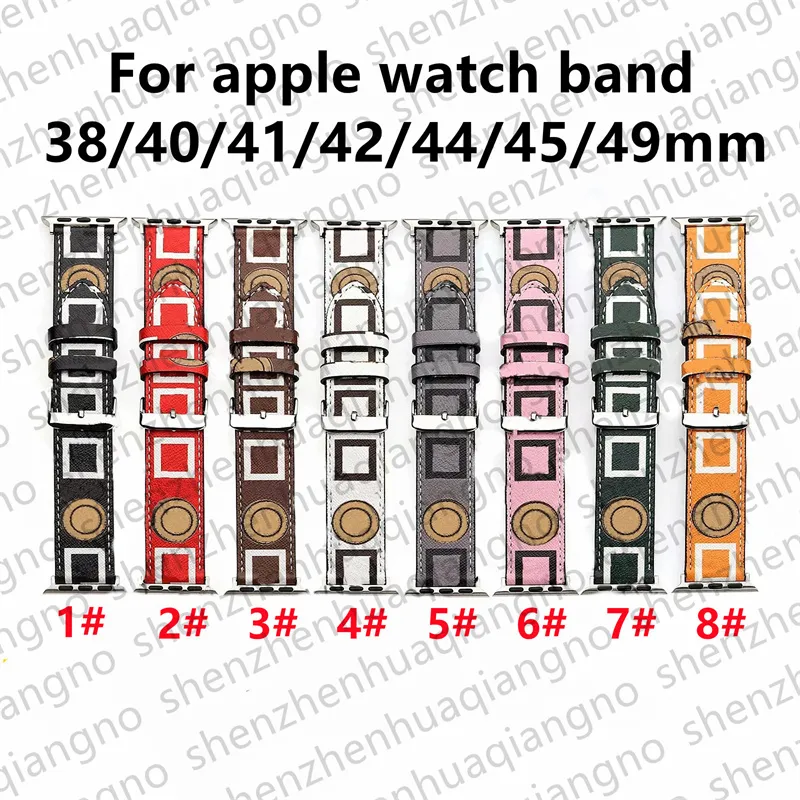 Designer Watchband Smart Straps For apple watch bands 49mm 41mm 45mm 42mm 38mm 40mm 44mm iWatch Band Series 3 4 5 SE 6 7 9 Leather Strap Bracelet Fashion Stripes