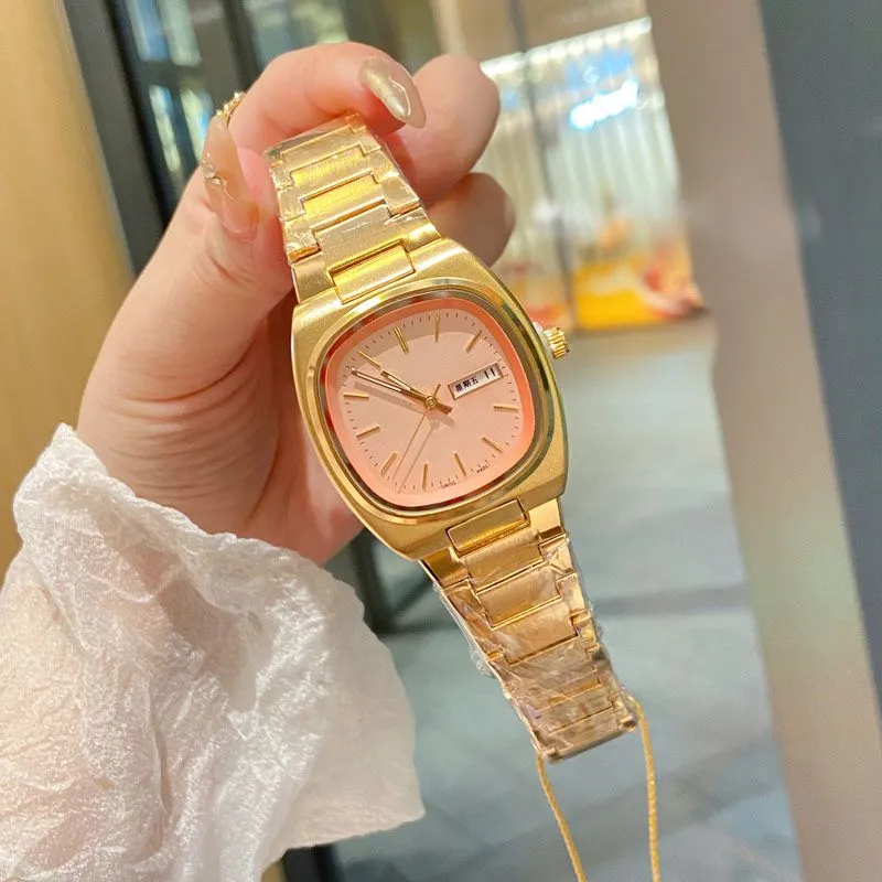 Lüks Erkek Kadınlar Unisex Saatler 36mm Eski TV Kadranı Tasarımcı Altın Günlük Tarih Quartz Moda Saat Paslanmaz Çelik Band Bilek saati Erkek Kadın Doğum Günü Noel Hediyesi