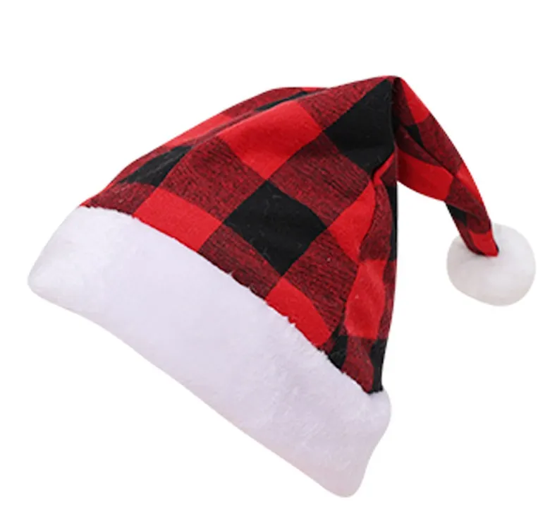 Marry Christmas Hats Cappello a quadretti di Babbo Natale Decorazioni per feste CH1212