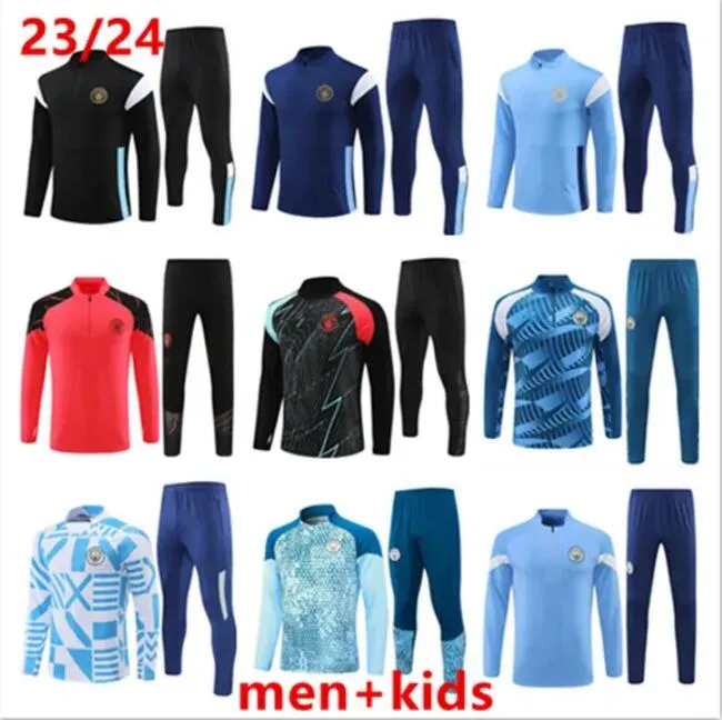 2023 2024 Man City Tracksuit Haaland Meio Zip Treinamento Men Kit Kids Kit 22 23 24 Mens Soccers Tilhas