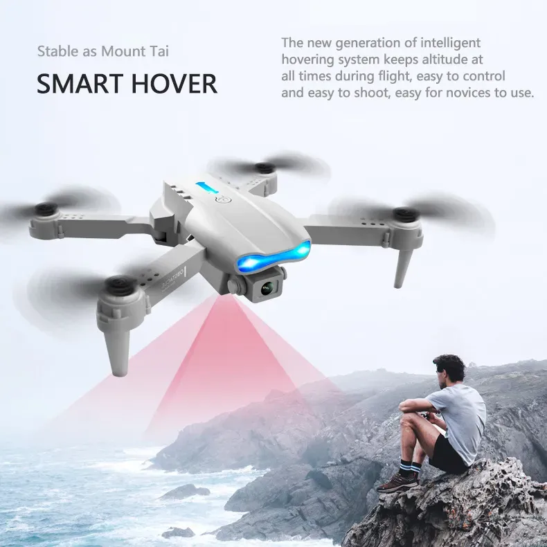 E99 Pro Wi -Fi Drone Professional z 4K HD Dual Camera Inteligentne UAV Automatyczne unikające przeszkody Drony Składana Wysokość Keeps Mini Quadcopter Składane samoloty