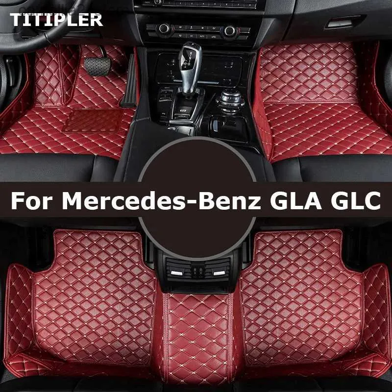 Golvmattor mattor titipler Anpassade bilgolvmattor för Mercedes-Benz GLA GLC Auto Foot Coche Accessories Carpets Q231012