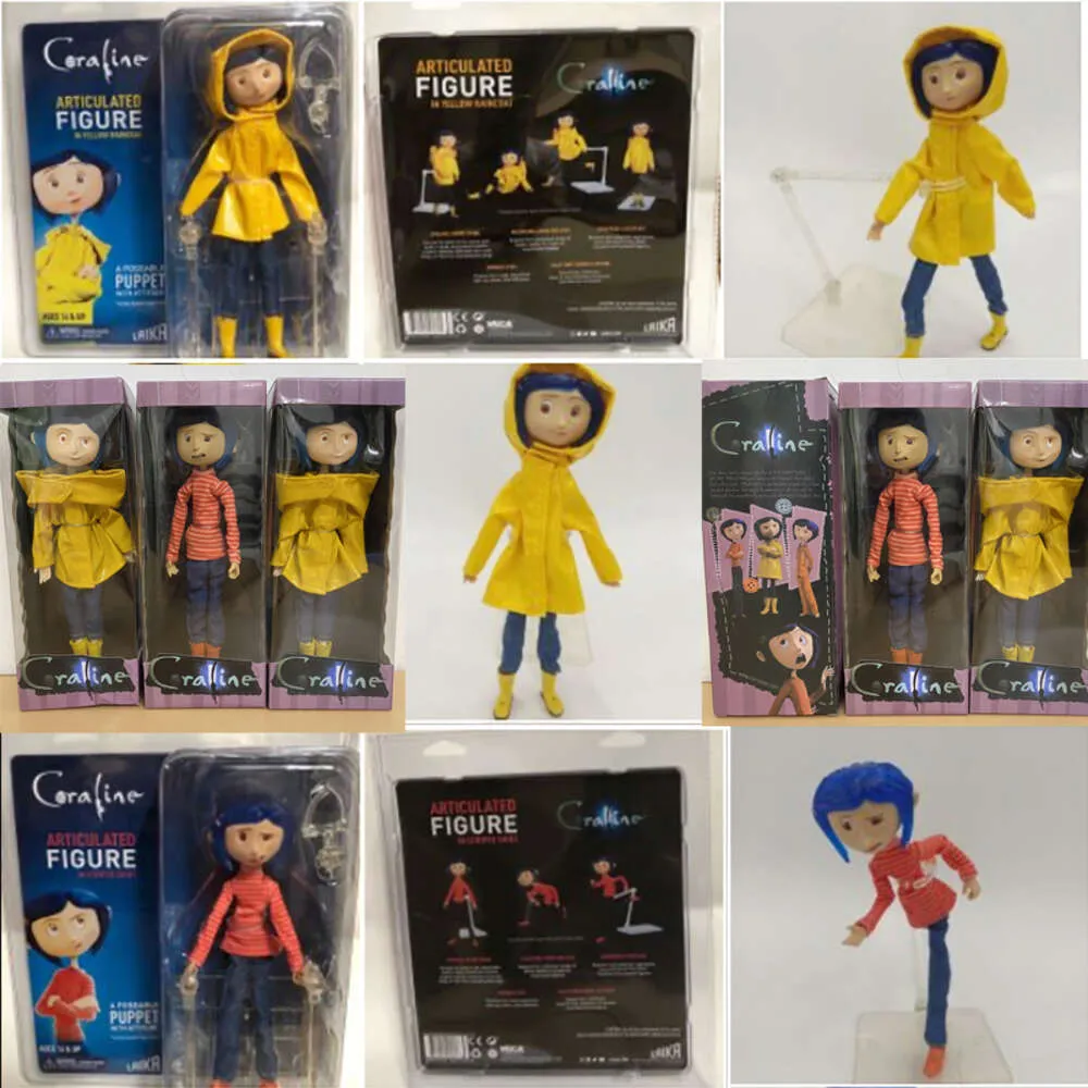 Mascottekostuums Neca Figuur Coraline Pop de geheime deur Coraline Y La Puerta Secreta Regenjas Gestreept Shirt Speelgoed Action Figure Model Speelgoed Decor