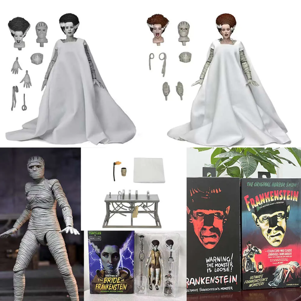 Costumes de mascotte Original Neca Bride of Frankenstein Figure 1931 Mary Shelley's Accessoire Lab Table Set Figurines d'action Décorations décoratives version la plus élevée.