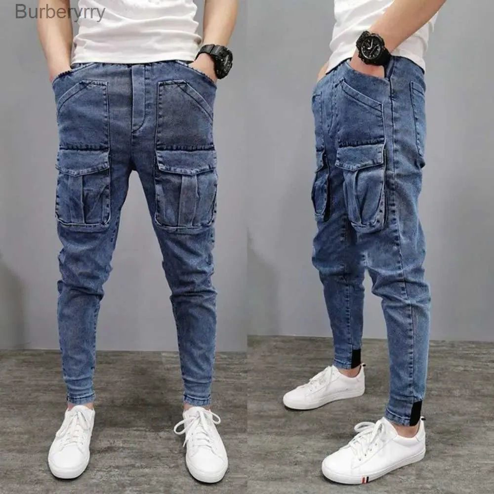 Jeans pour hommes Nouveau pantalon cargo homme haute rue hip-hop personnalité tendance salopette pantalons décontractés jean homme pantalon baggy pantalon ajusté y2kL231011