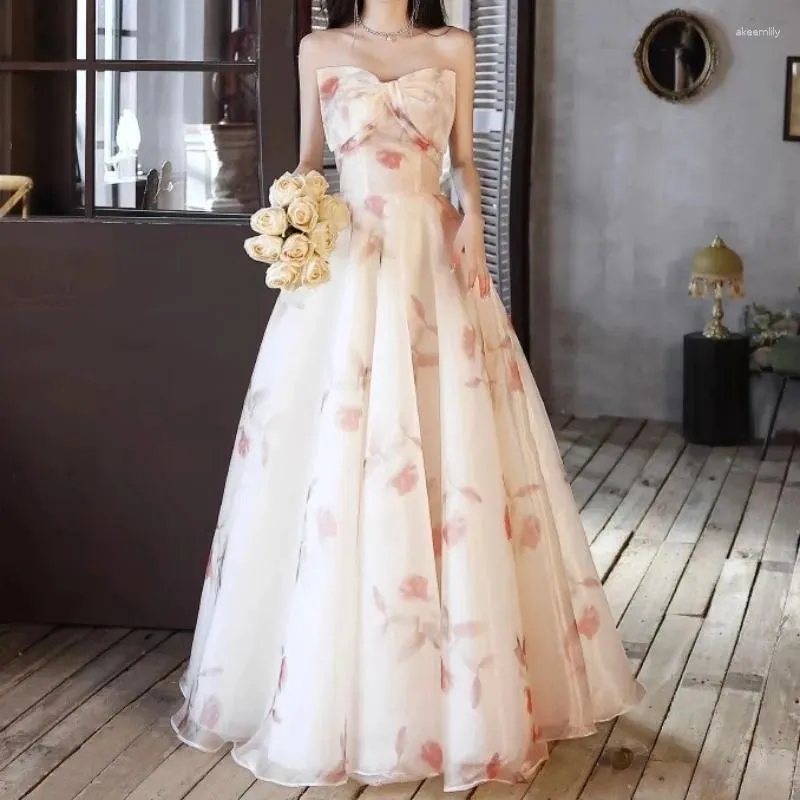 Sukienki imprezowe francuskie na ramionach wieczorna suknia 3D Fishbone Fish Slim Princess Quinceanera Back Zipper Long A-Line Wedding
