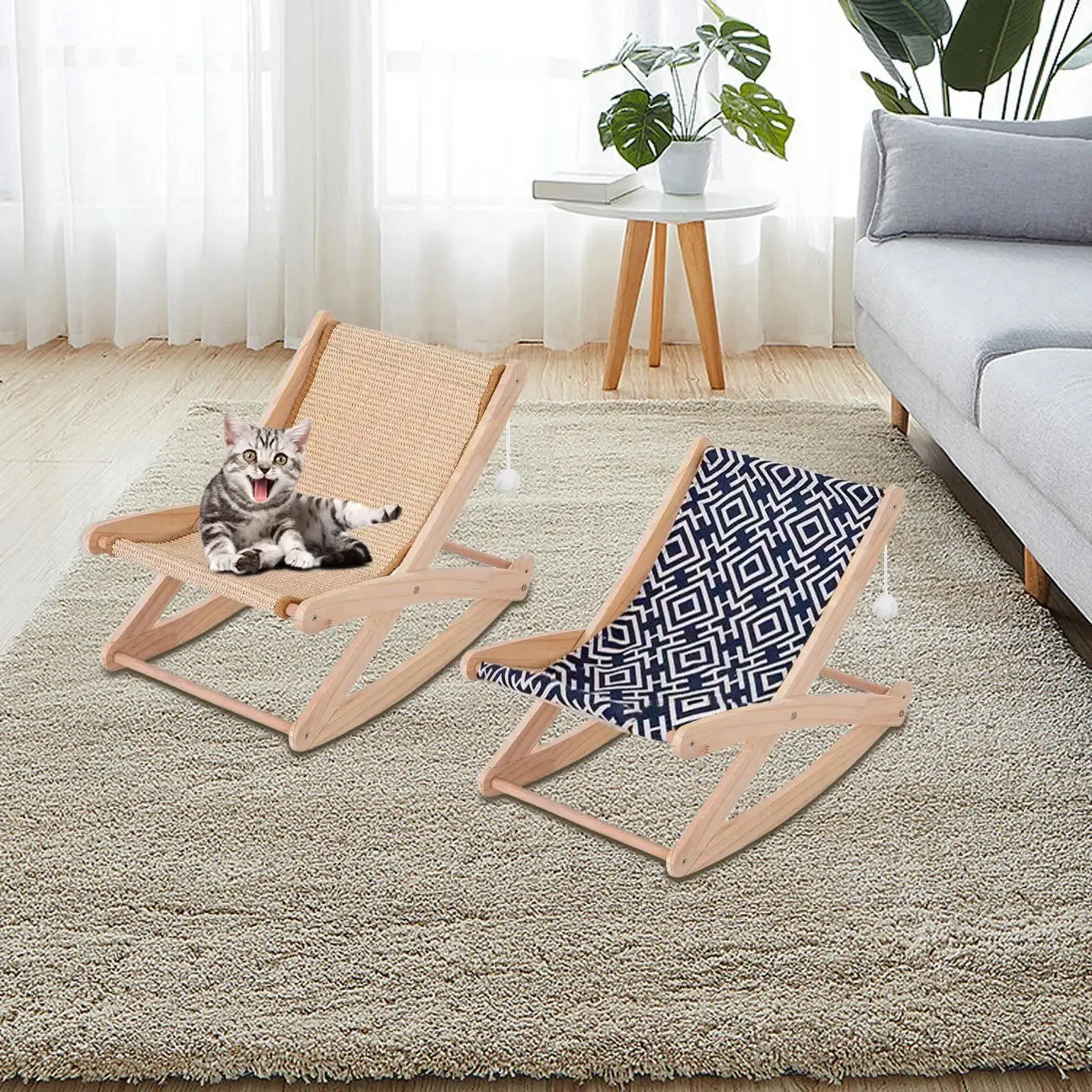 Cat Chair Lounge Comfortable Sleeping Adjustable Bearing 10kg Furniture Cats Raised Bed Cat Hammock Bed Pet Cot for Dogs Rabbit