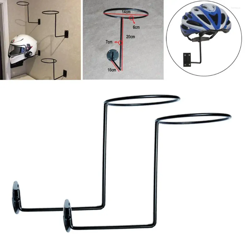 Wall Mounted Long Oval Helmets Display Stand With 2 Hook Caps And Caps