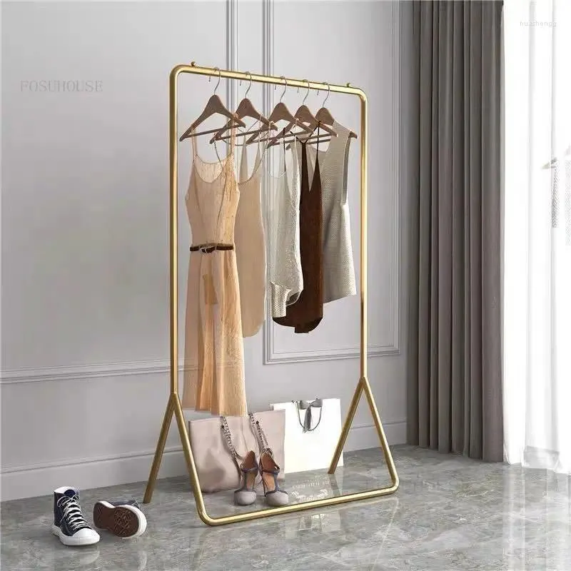 Hangers Nordic Wrought Iron Coat Rack Home Furniture Modern Clothing Household Clothes Shop Display Floor Hanger