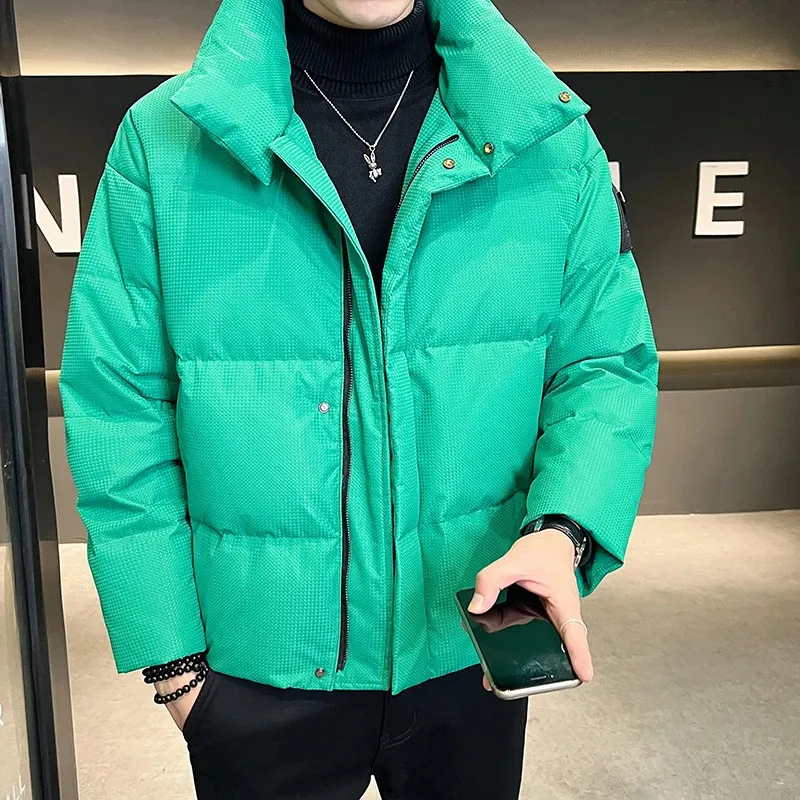 Parka da uomo in piumino invernale caldo tinta unita moda cappotti con cerniera uomo coreano addensare giacche casual capispalla streetwear 231011