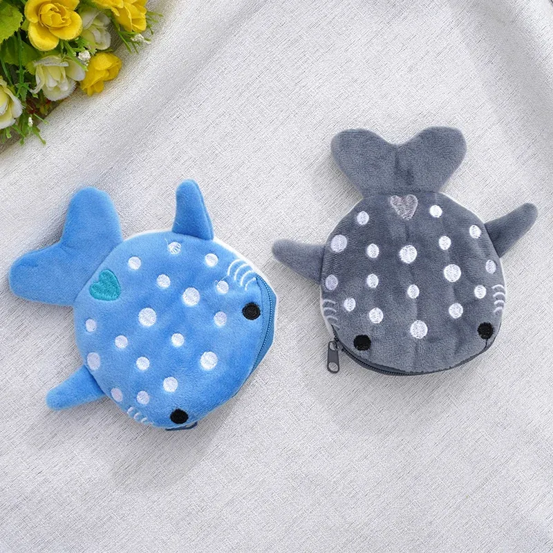 Cartoon Cute Shark Coin Purse For Kids Kawaii Wallet Portable Plush Coin Bag Key Earphone Coin Organizer Pouch Pouch Pick Bag