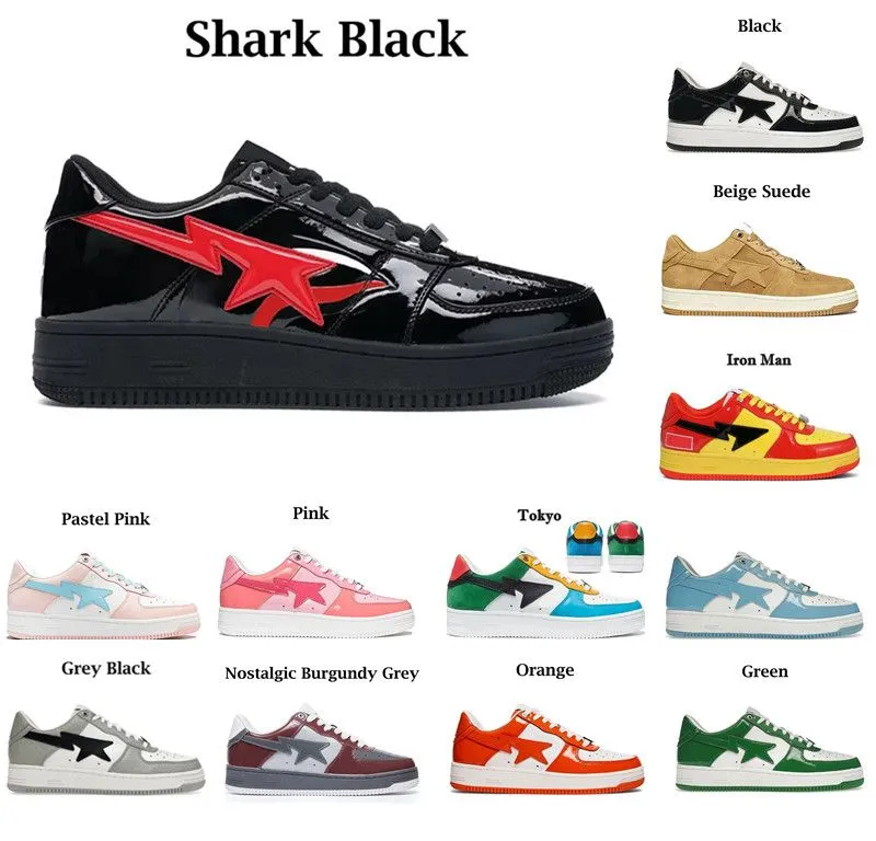 Designer Fashion Casual shoes Grey Black stas Color Camo Combo Pink Green Camos Pastel Blue Patent Leather Platform Sneakers Trainers