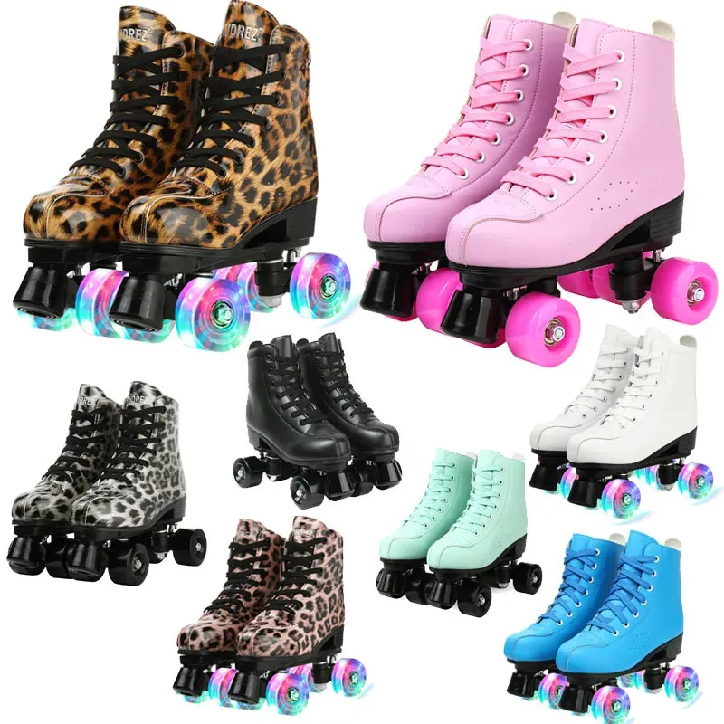 Inline Roller Skates 7 Colors Adult PU Leather Roller Skates Skating Shoes Sliding Inline Quad Skates Sneakers Training Europe Size 4 Wheels Flash 231012