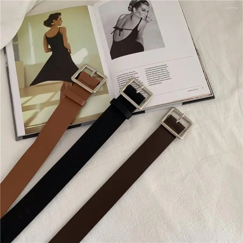Korean PU Leather Belt With Square Buckle For Womens Skirts Trendy
