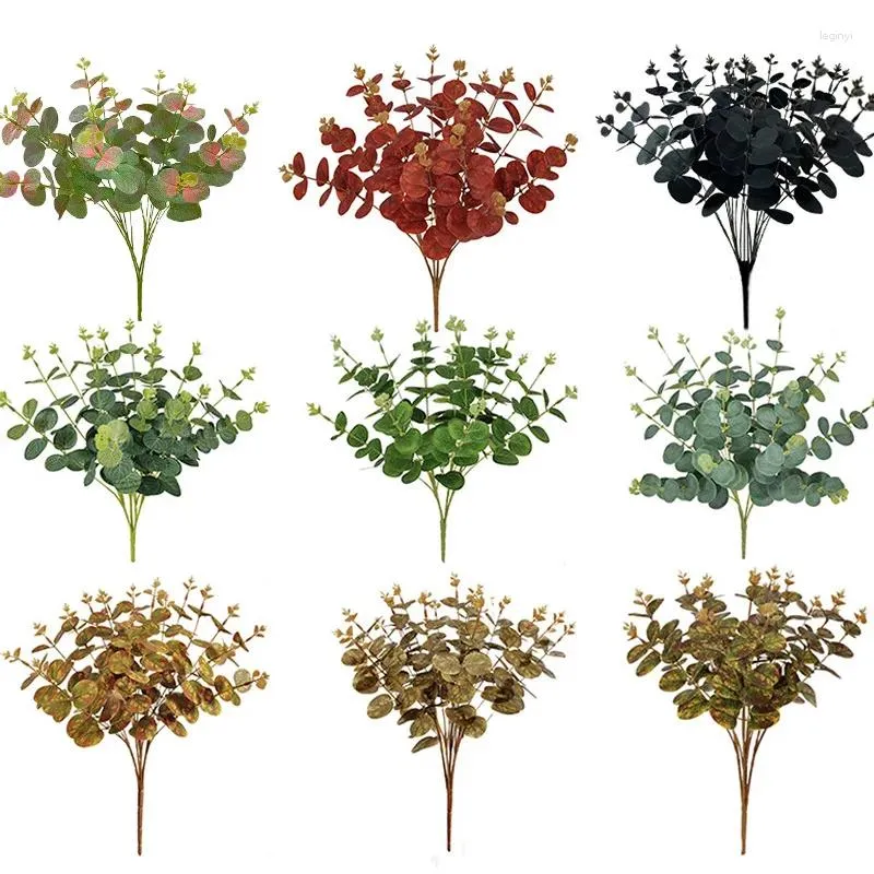 Kwiaty dekoracyjne sztuczne eukaliptus pozostawia zieleń pieniądze do domu do domu dekoracja wazonu ogrodowego świąteczny impreza ślubna