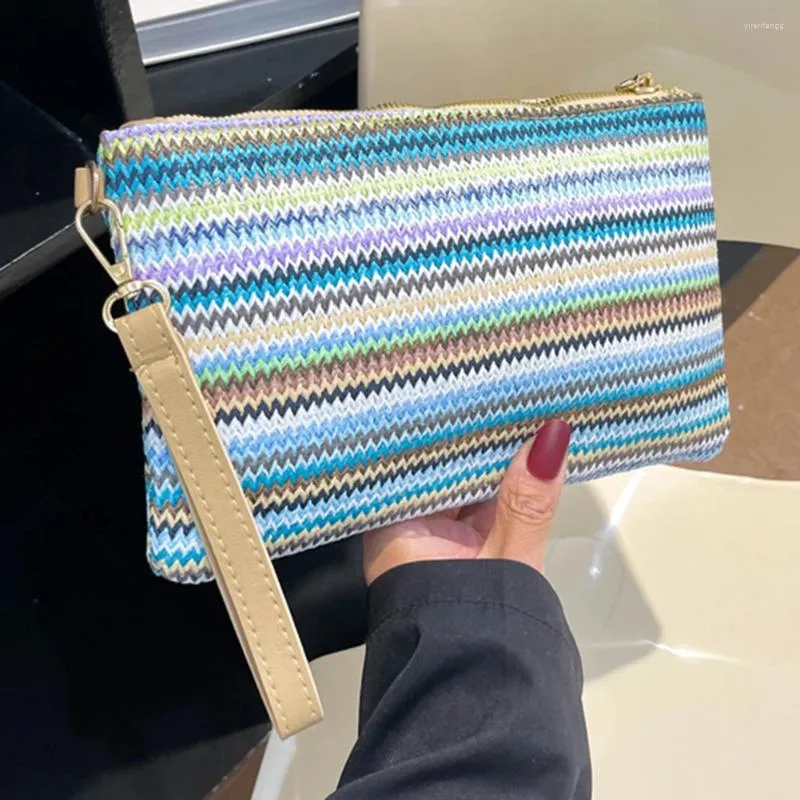 Midjepåsar 2023 mode vintage kvinnors plånbok halm vävd väska avslappnad färgglad handvävd bärbar elegant för helgsemester