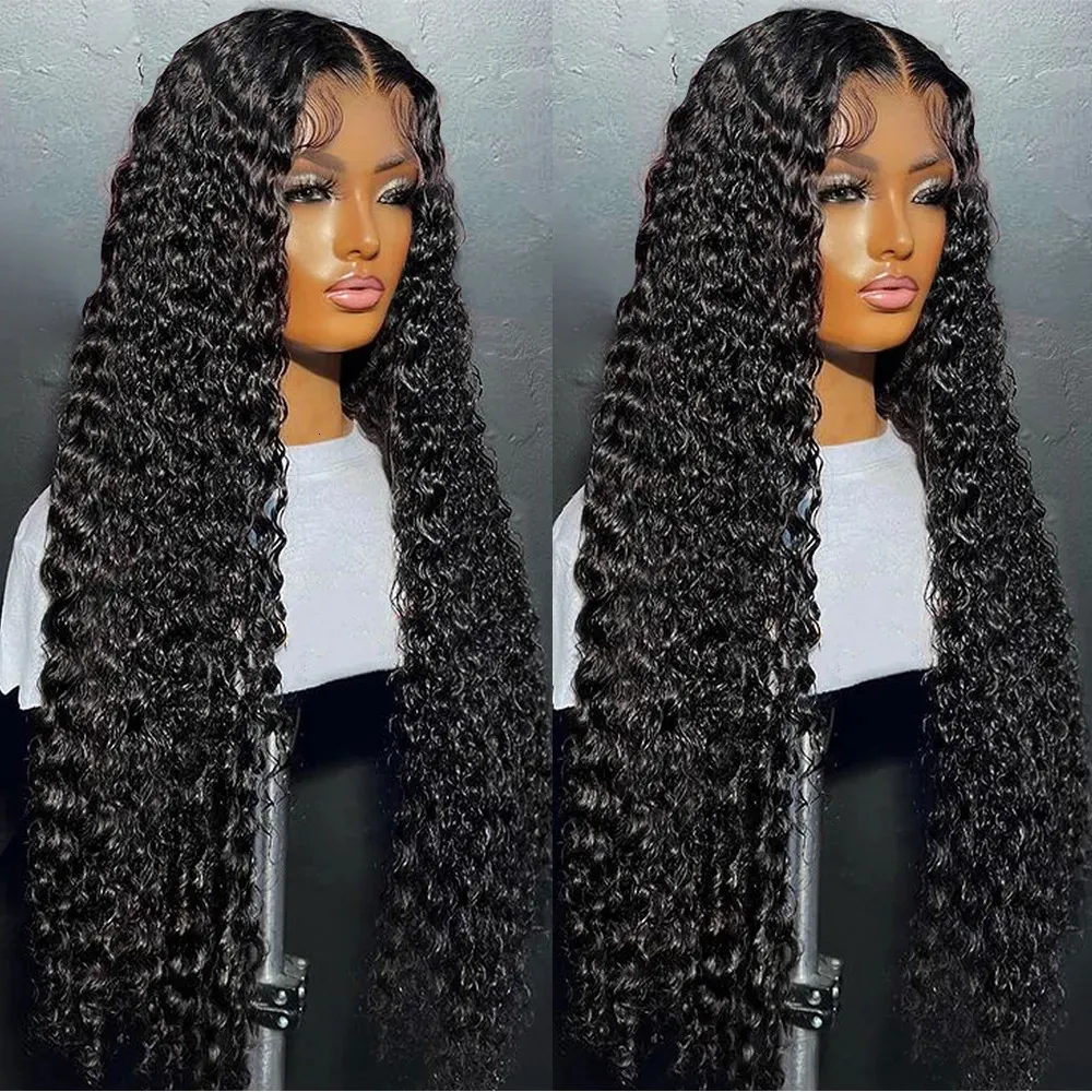 Human Hair Chignon Wig: 40 Inch Water Wave Curly Lace Frontal Wig, 13x4 ...