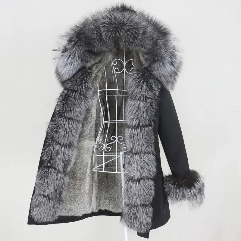 Dames bont faux OFTBUY waterdichte winterjas dames lange parka echt konijn jas natuurlijke wasbeer kraag kap warm streetwear 231012