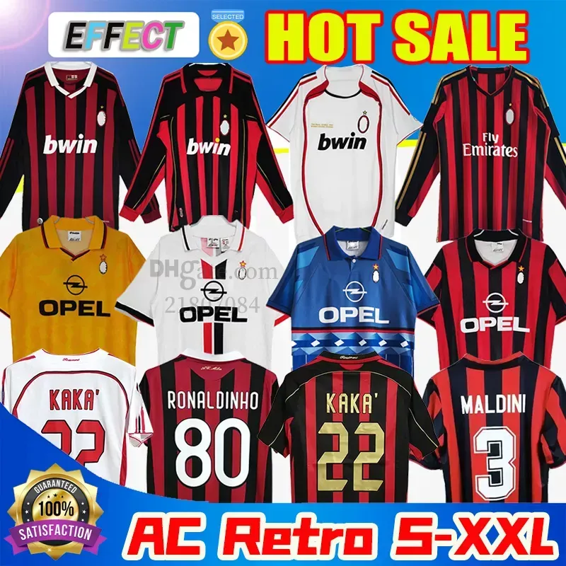 06 07 Retro Shirts Soccer Jerseys 95 96 97 Gullit 01 02 03 12 14 15 2006 2009 2010 Maldini Van Basten Football Kaka 93 94 Pirlo Beckham Ronaldinho Baggio Classic