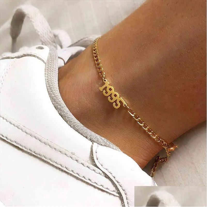 1980-1998 Rok urodzeń Bransoletka nóg biżuteria z nogi biżuterii ze stali nierdzewnej Rose Gold Kolor niestandardowy dla kobiet Dhgarden OT1PW