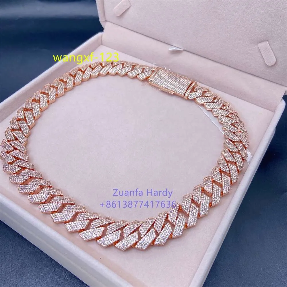 Rose Gold Plated Cuban Link Cuban Link Necklace With Moissanite