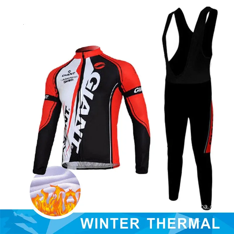 Cycling Jersey Sets Hiver hommes manches longues thermique polaire vêtements de cyclisme géant cyclisme Jersey ensemble vélo vêtements Maillot vtt vélo uniforme 231011