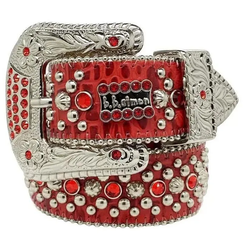 2023 Met rode b-gesp bb riem simon heren dames tailleband voor verjaardagscadeau luxe designer riem retro naaldgesp riemen 20 kleur kristal diamant missseller