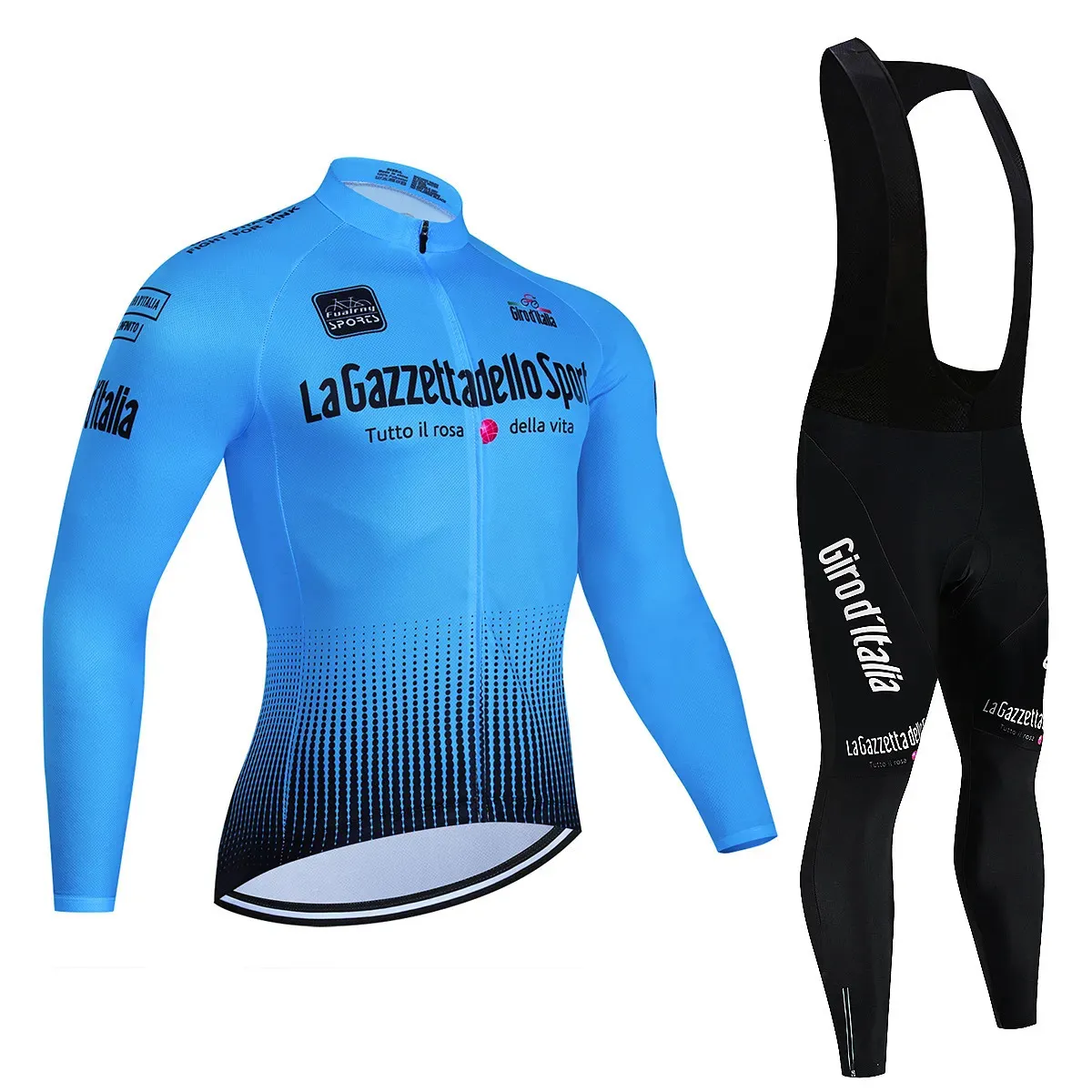 Wielertrui Sets Ronde Van Italië Team Ademende Lange Mouw Heren Wielrenshirt Set MTB Fietskleding Herfst Fietskleding Maillot Ropa Ciclismo 231011